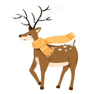 戴着围巾的梅花鹿,免抠元素