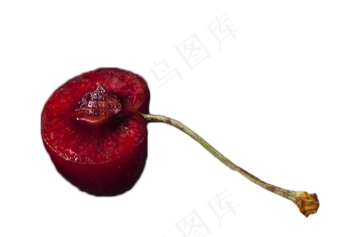 切开的半个深红色的李子png素材