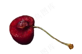 切开的半个深红色的李子png素材