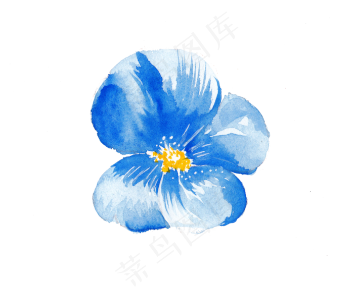 水彩手绘蓝色花朵png,免抠元素