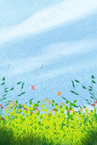 简约客厅手绘春天春分风景