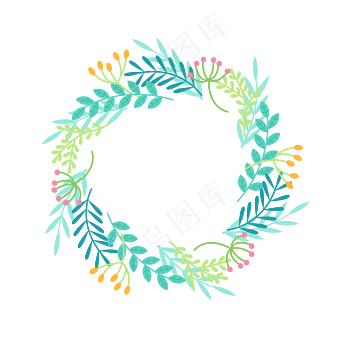 夏季夏天暑假彩色花环装饰免扣素