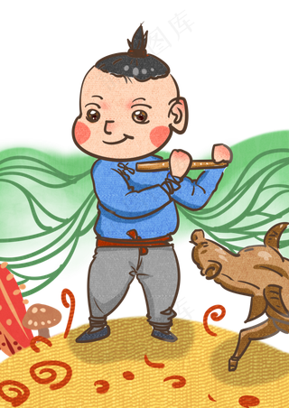 清明节吹牧笛的放牛娃