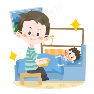 父亲节父亲给孩子讲睡前故事PN