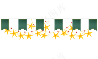 圣诞节旗子和星星,免抠元素