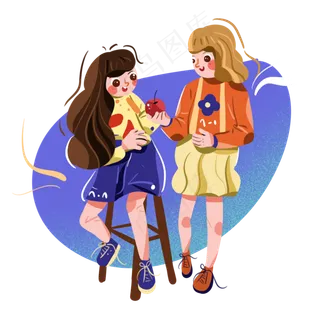 儿童节送苹果吃的小伙伴png免