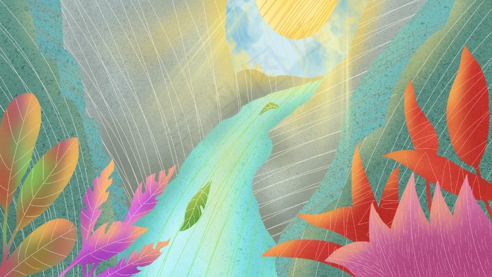 初夏清明山间是流水