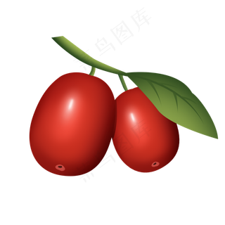 红色精致大枣psd透明底