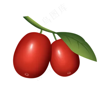 红色精致大枣psd透明底