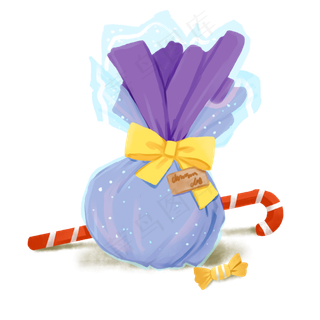 圣诞节紫色包装纸包装平安果礼物,免抠元素