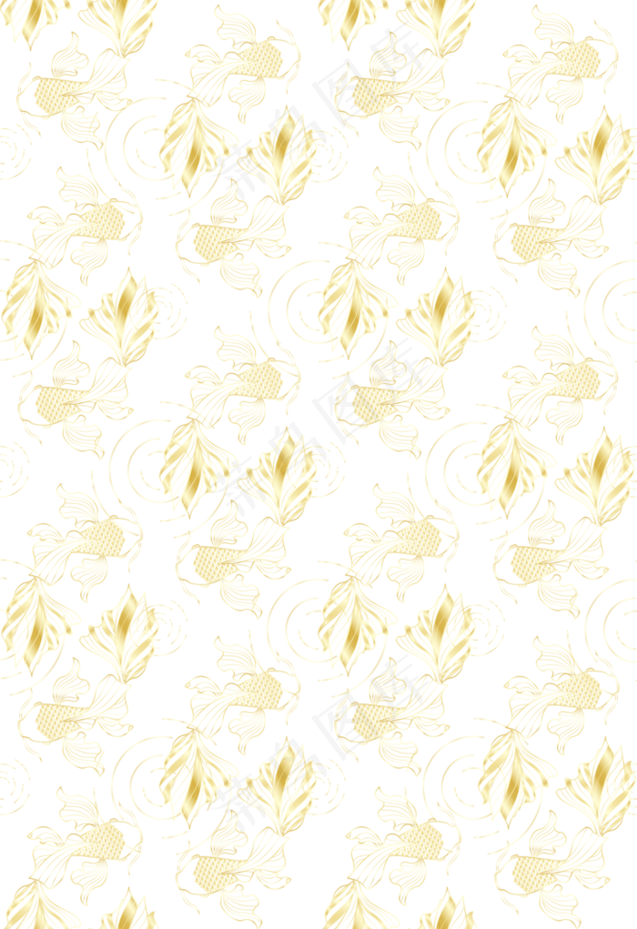 矢量烫金双鱼戏水底纹,免抠元素