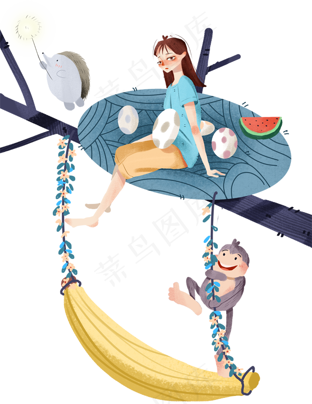 手绘卡通玩耍的朋友们免扣元素