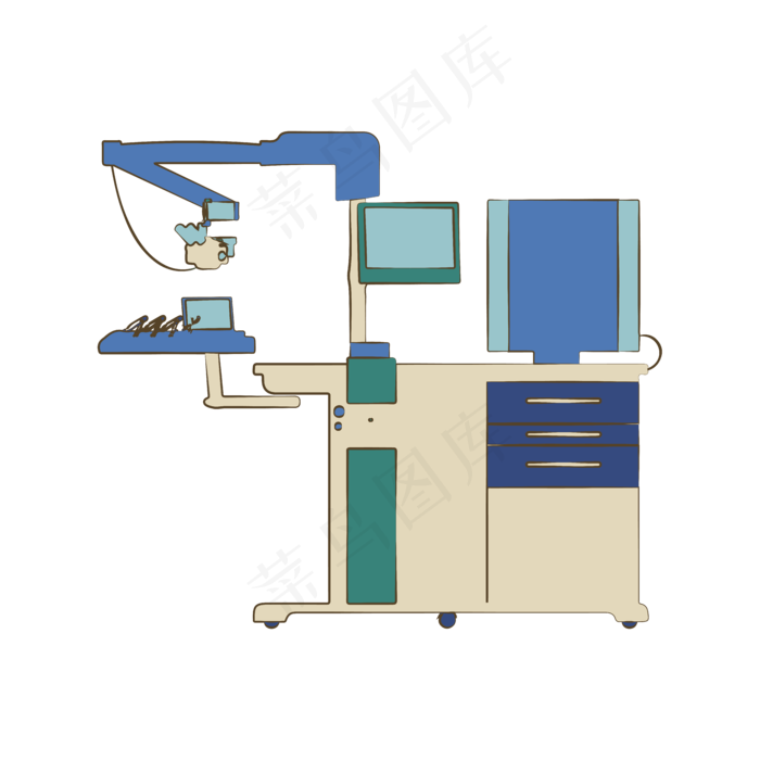 简约扁平医疗设施检测仪器矢量元,免抠元素ai矢量模版下载