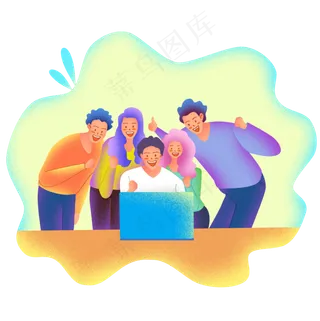 扁平商务噪点人物项目推进,免抠元素