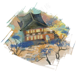 水墨房子,免抠元素