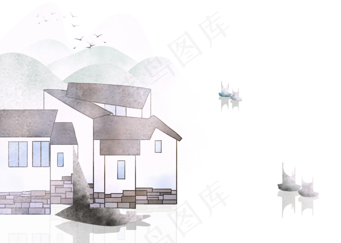 水墨中国风古建筑