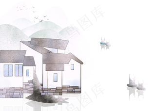 水墨中国风古建筑