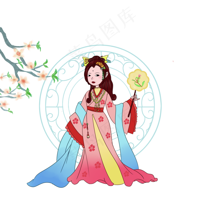 谷雨看风景的小女孩
