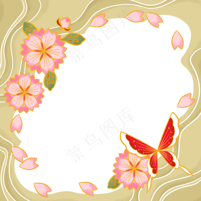 和风边框流沙落英(3000X3000(DPI:300))psd模版下载