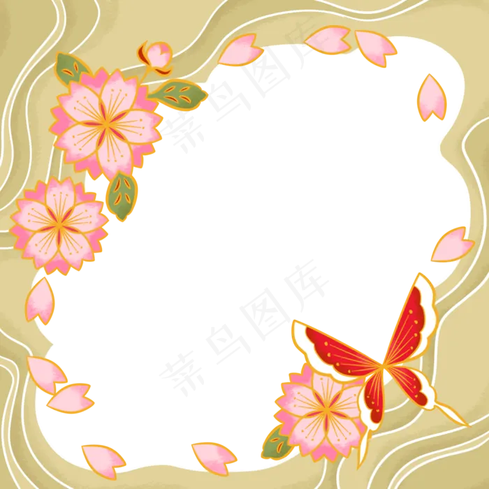 和风边框流沙落英(3000X3000(DPI:300))psd模版下载