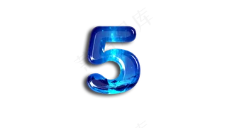 蓝色星空玻璃宝石质感数字5,免抠元素艺术字