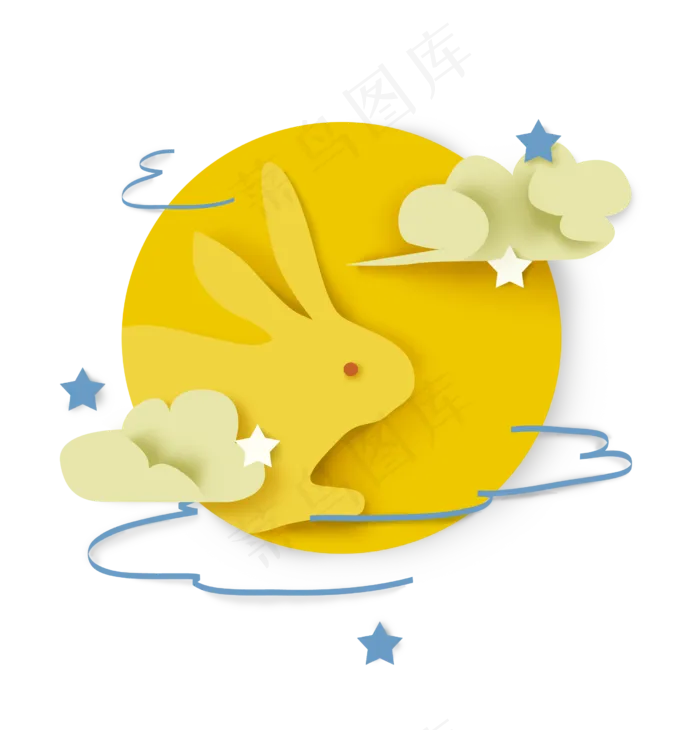中秋节中秋兔子与月亮,免抠元素(2480*2586px 300 dpi )psd模版下载