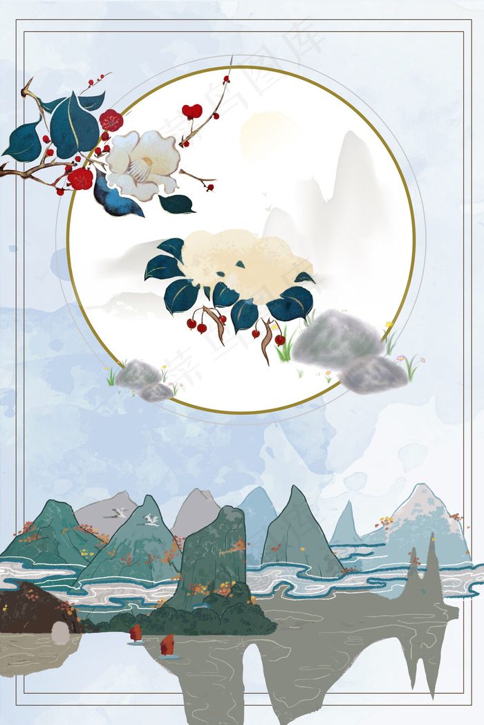 中国风工笔画背景图片