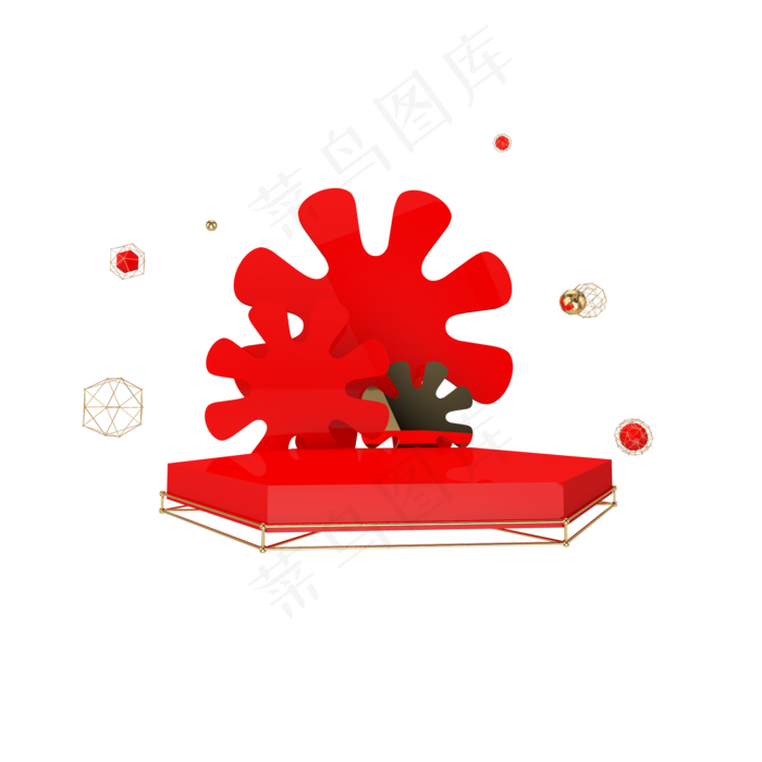 C4D红金色系立体电商装饰展台(2000X2000)