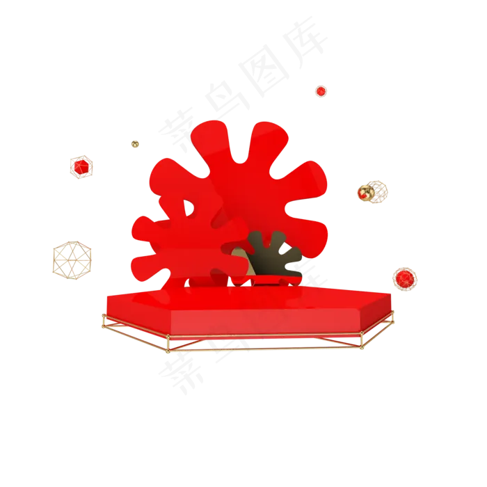 C4D红金色系立体电商装饰展台(2000X2000)