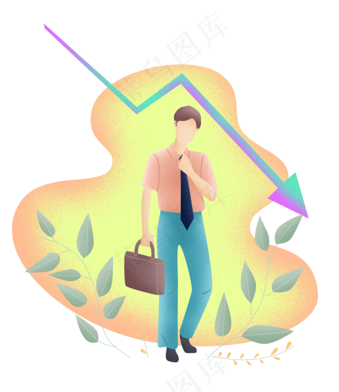 扁平噪点商务男箭头,免抠元素