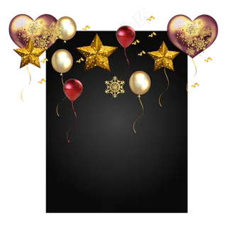 圣诞节黑金边框装饰,免抠元素
