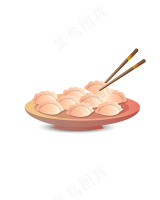 矢量手绘卡通饺子,免抠元素