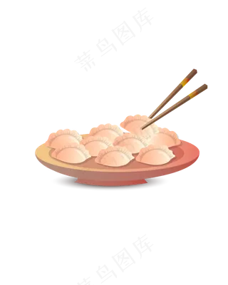 矢量手绘卡通饺子,免抠元素