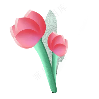 立体荷花植物插图