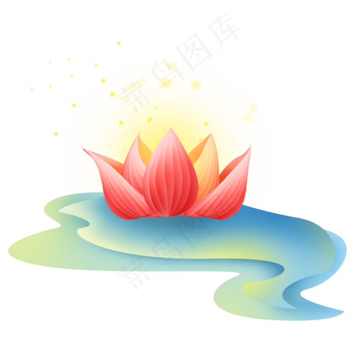 中元节鬼节河流上的莲花灯,免抠元素