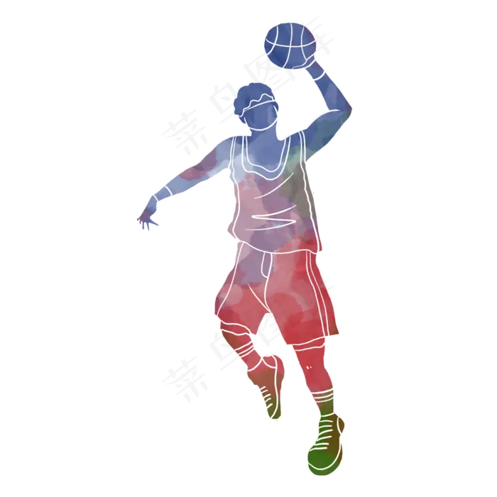 水彩运动篮球运动员(2000X2000(DPI:300))psd模版下载