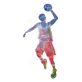 水彩运动篮球运动员