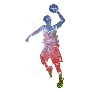 水彩运动篮球运动员