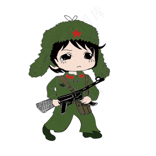 建军节手绘可爱军人卡通形象
