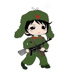 建军节手绘可爱军人卡通形象