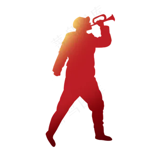 吹哨军人剪影,免抠元素