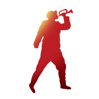 吹哨军人剪影,免抠元素