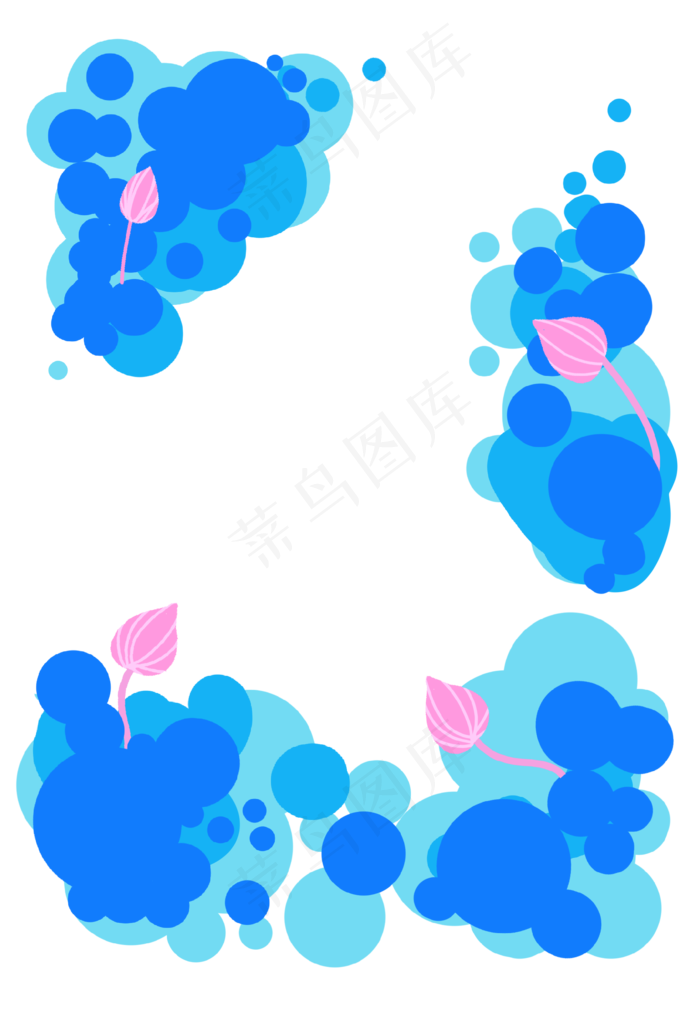 蓝粉色简洁荷花风景(2000X2900(DPI:300))psd模版下载