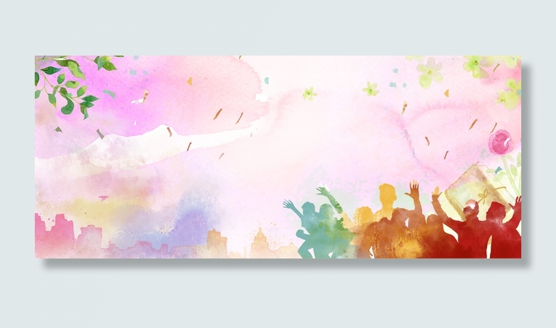 简约教师节水彩背景合成