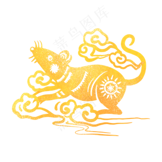 烫金中国风老鼠,免抠元素