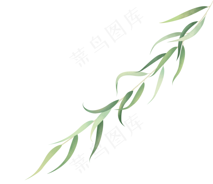 清明节绿色清新漂浮柳叶柳枝杨柳