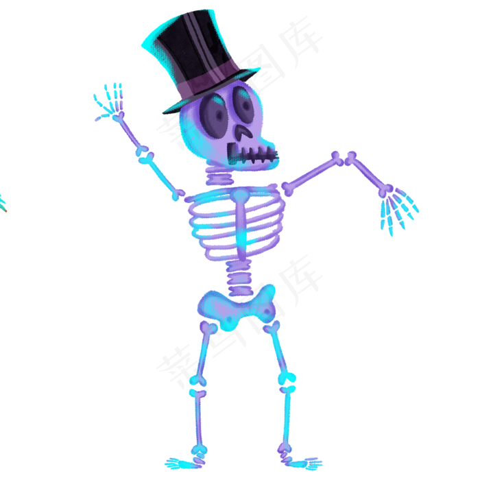 万圣节骷髅插画,免抠元素