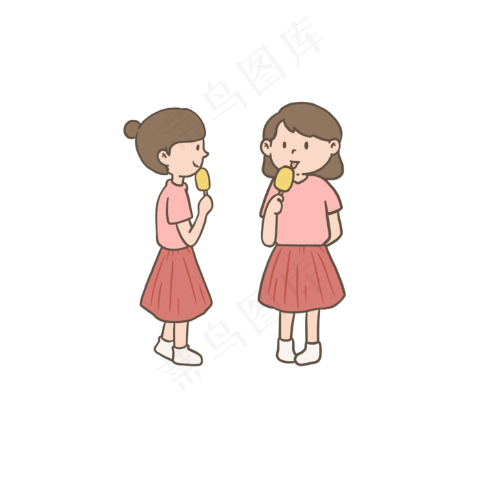 六一儿童节吃冰糕的小朋友免抠元(2000X2000(DPI:300))psd模版下载