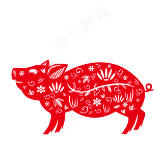 剪纸猪窗花剪纸猪创意猪春节猪剪,免抠元素