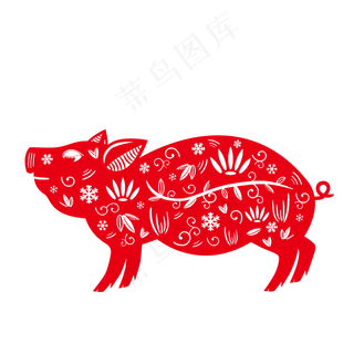 剪纸猪窗花剪纸猪创意猪春节猪剪,免抠元素